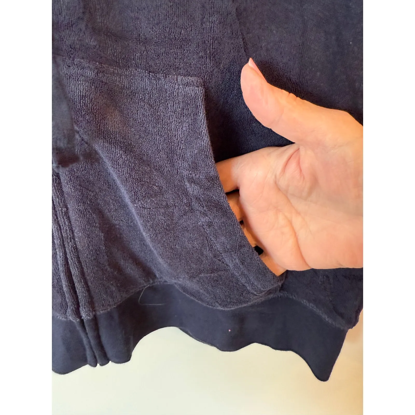 Juicy Couture Short Sleeve Full Zip Fleece Hoodie Jacket Blue Women's Size Large - Image 4