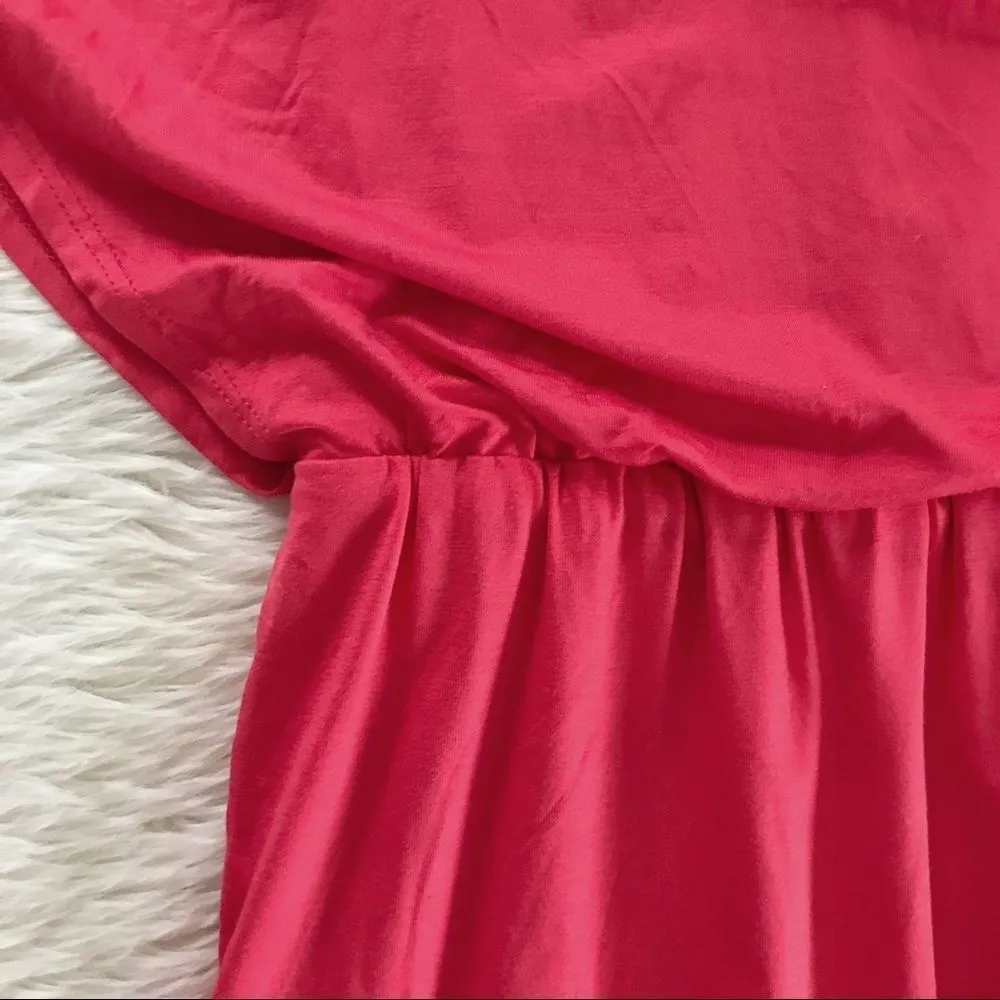 TRINA TURK Jersey Knit Sheath Dress Stretch Short Sleeve Blouson Coral Small New - Image 8