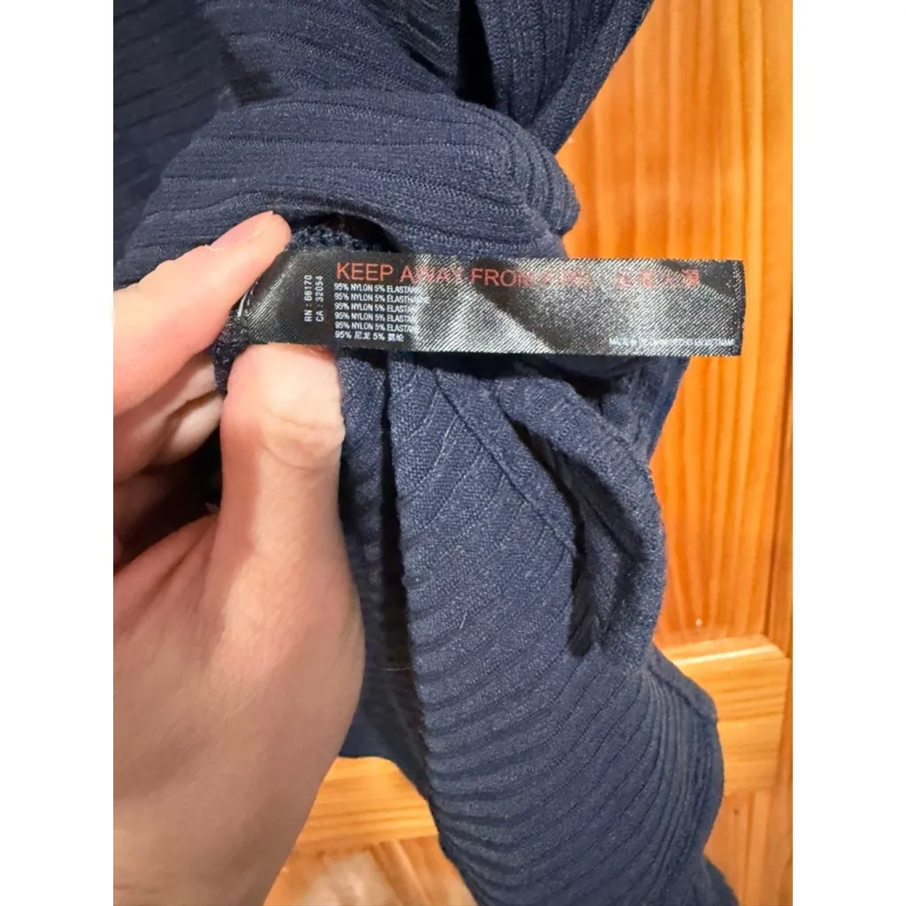 FP Movement Free People Ribbed Cowl Neck Long Sleeve Top Navy Blue Women’s M - Image 3