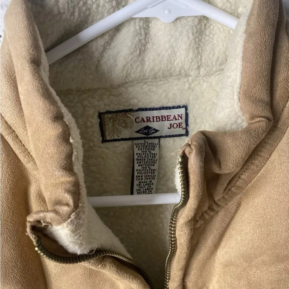 Vtg Women's lg Full Zip Vest caribbean joe let go  104521 Tan Southern Western - Image 5