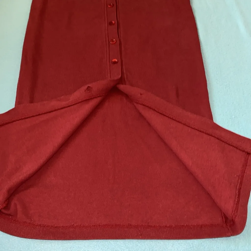 EXPRESS TRICOT knit button front maxi dress long sleeve rust fall color size S - Image 3