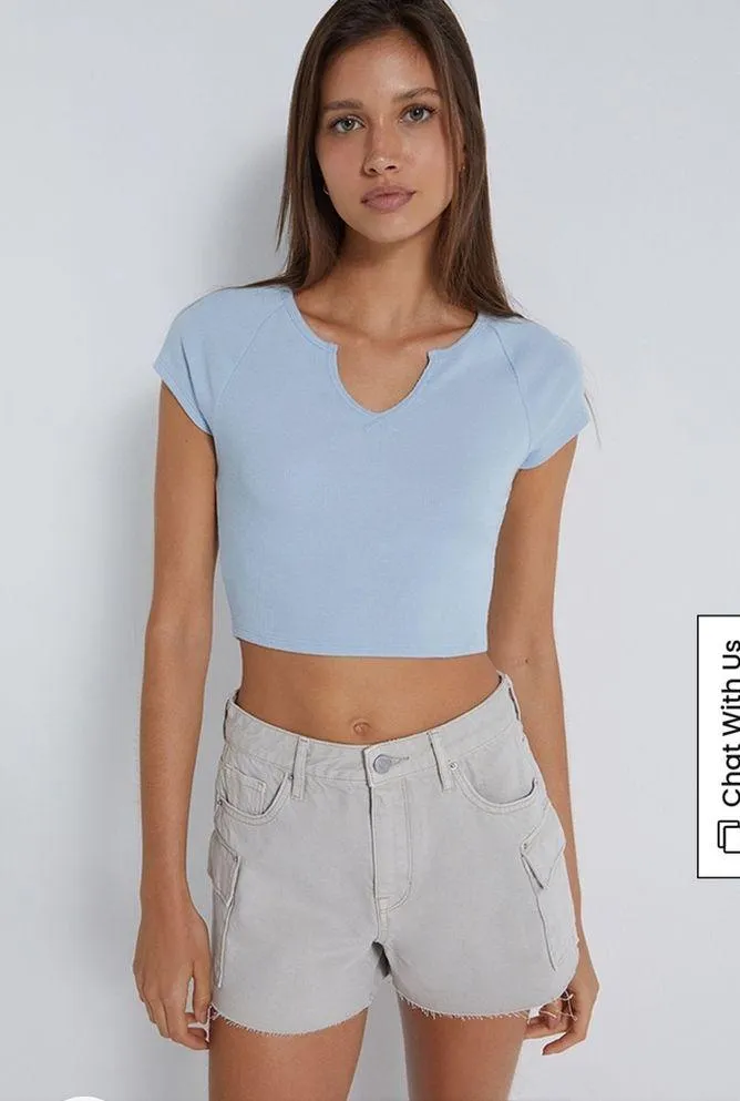 NWT Pacsun Light Gray Ultra High Rise Cargo Short 25 - Image 10