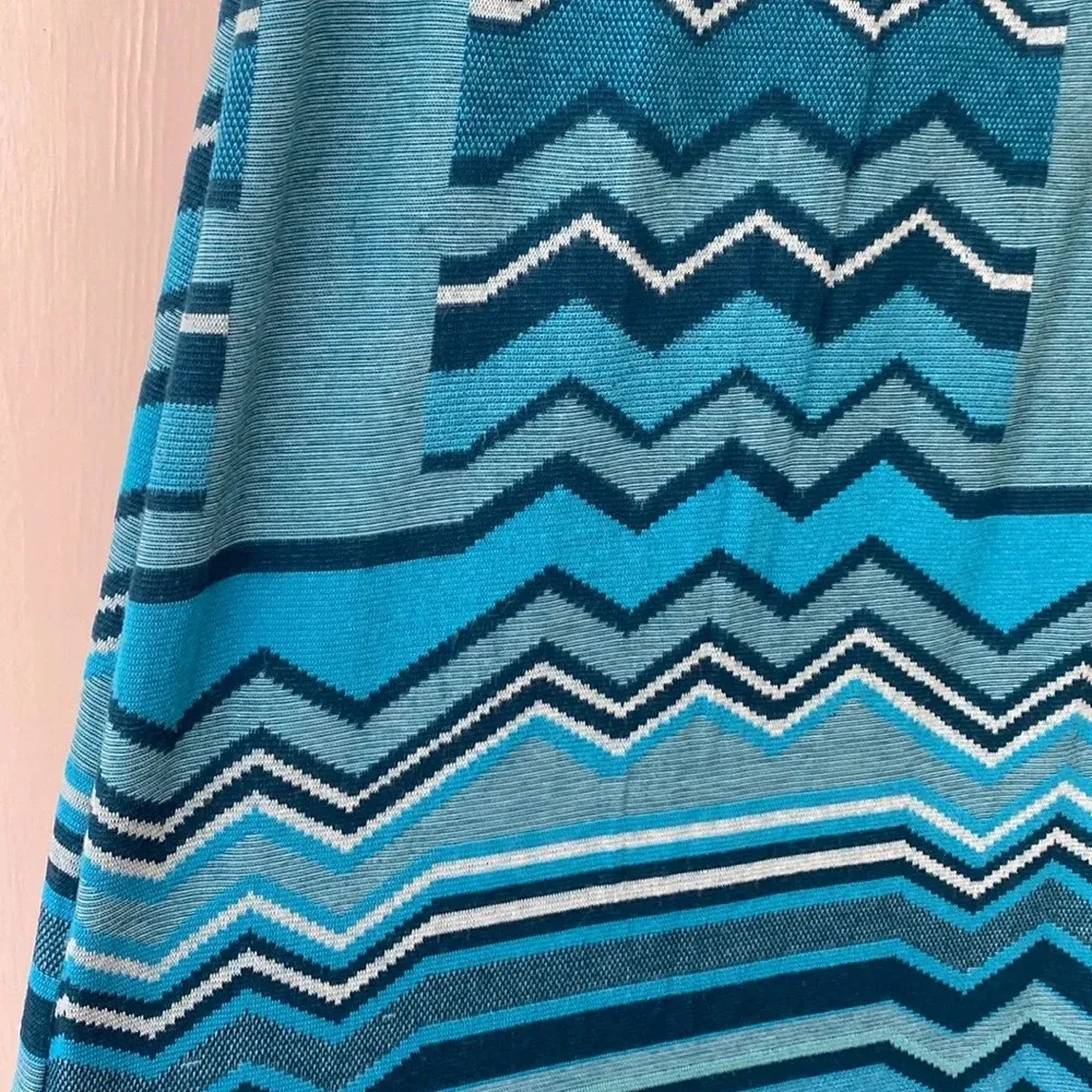 Alexis Maxi Skirt Patchwork Pattern Blue Size Medium Coasta Grandma Knit Made US - Image 7