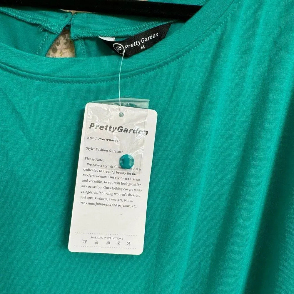 PrettyGarden Kelly Green Loose Off The Shoulder Stretchy Pants Romper M NWT - Image 4