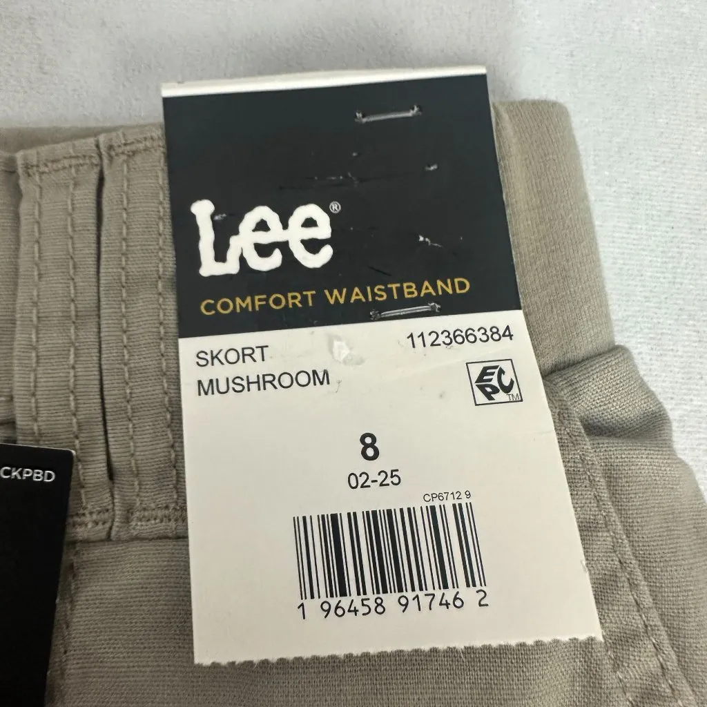 Lee Womens Comfort Waistband Skort Mushroom Beige Size 8 Pockets Stretch - Image 2