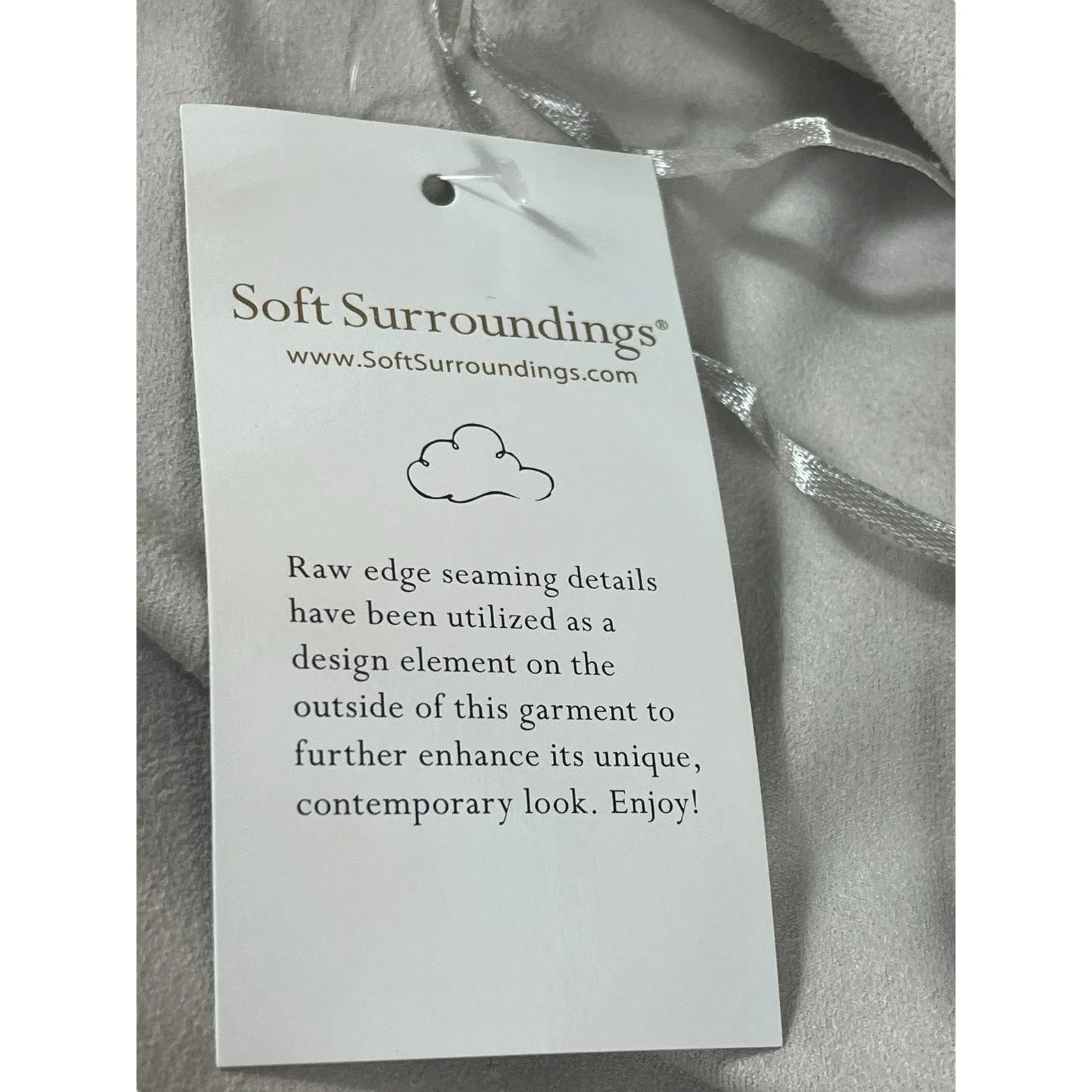 Soft Surroundings Open Front Cardigan Jacket Tan Beige Faux Suede Raw Edge 1X - Image 3