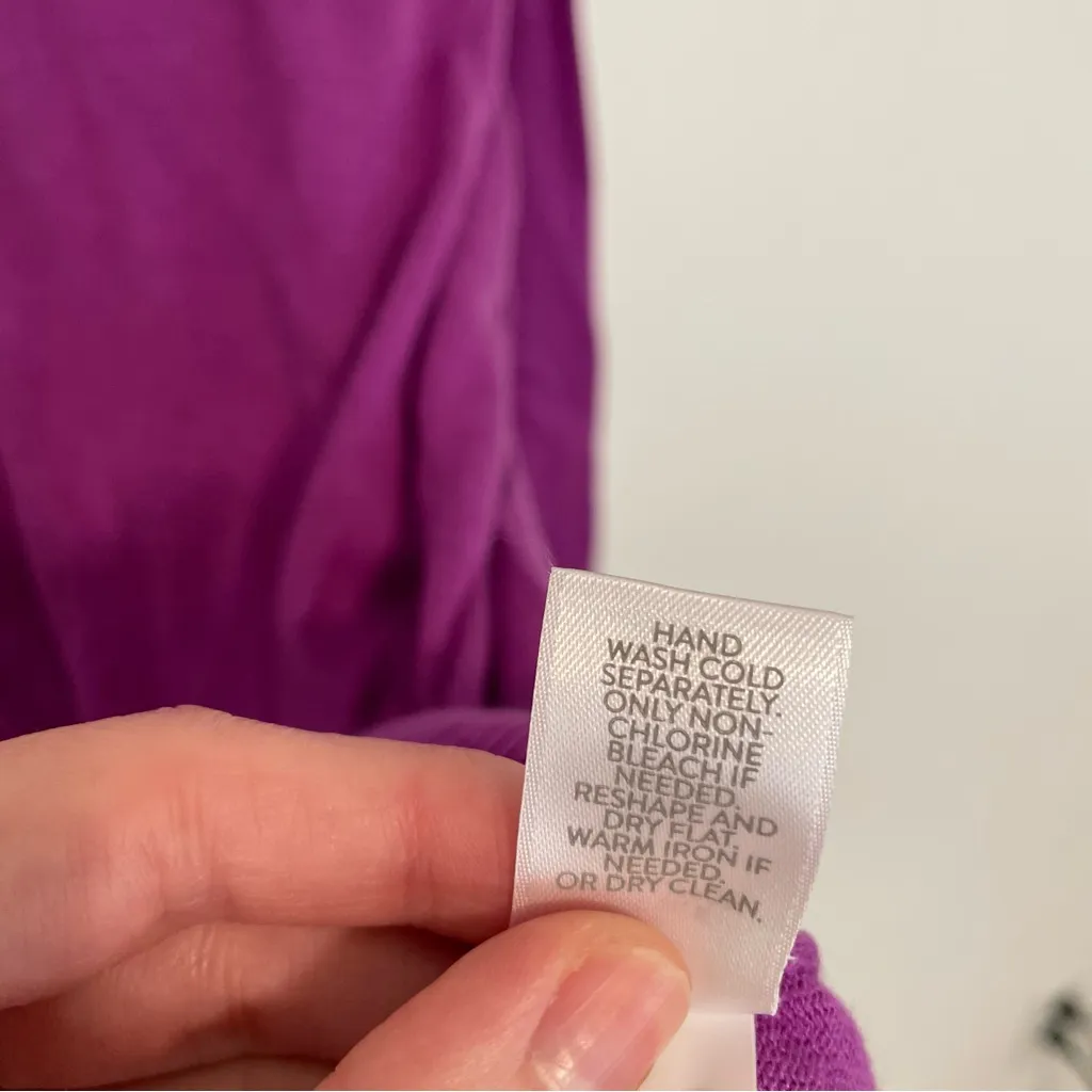 J. JILL Wearever Collection Silk Blend Blouson Sleeve Sweater Purple 3/4 Sleeve Size L - Image 13