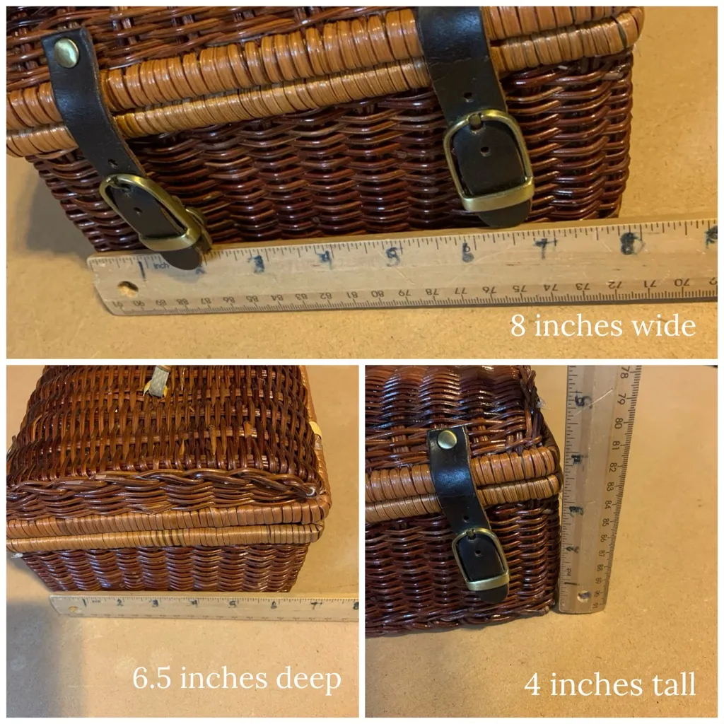 VINTAGE GIVENCHY BROWN WICKER RATTAN AND LEATHER BASKET PURSE - Image 12