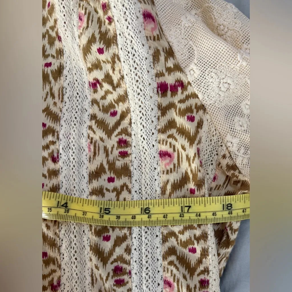 Anthropologie Eze Sur Mer Patterned Long Sleeved‎ Button Up Size Small EUC - Image 4