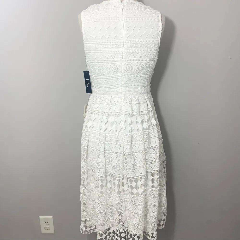 NWT Lulu’s Madly in Love White Lace Sleeveless Midi Dress size large engagement - Image 6