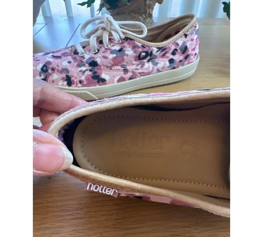 Keds  Size 7 Pink Floral Patterned Canvas Lace-Up Casual  Skecher Shoe - Image 8