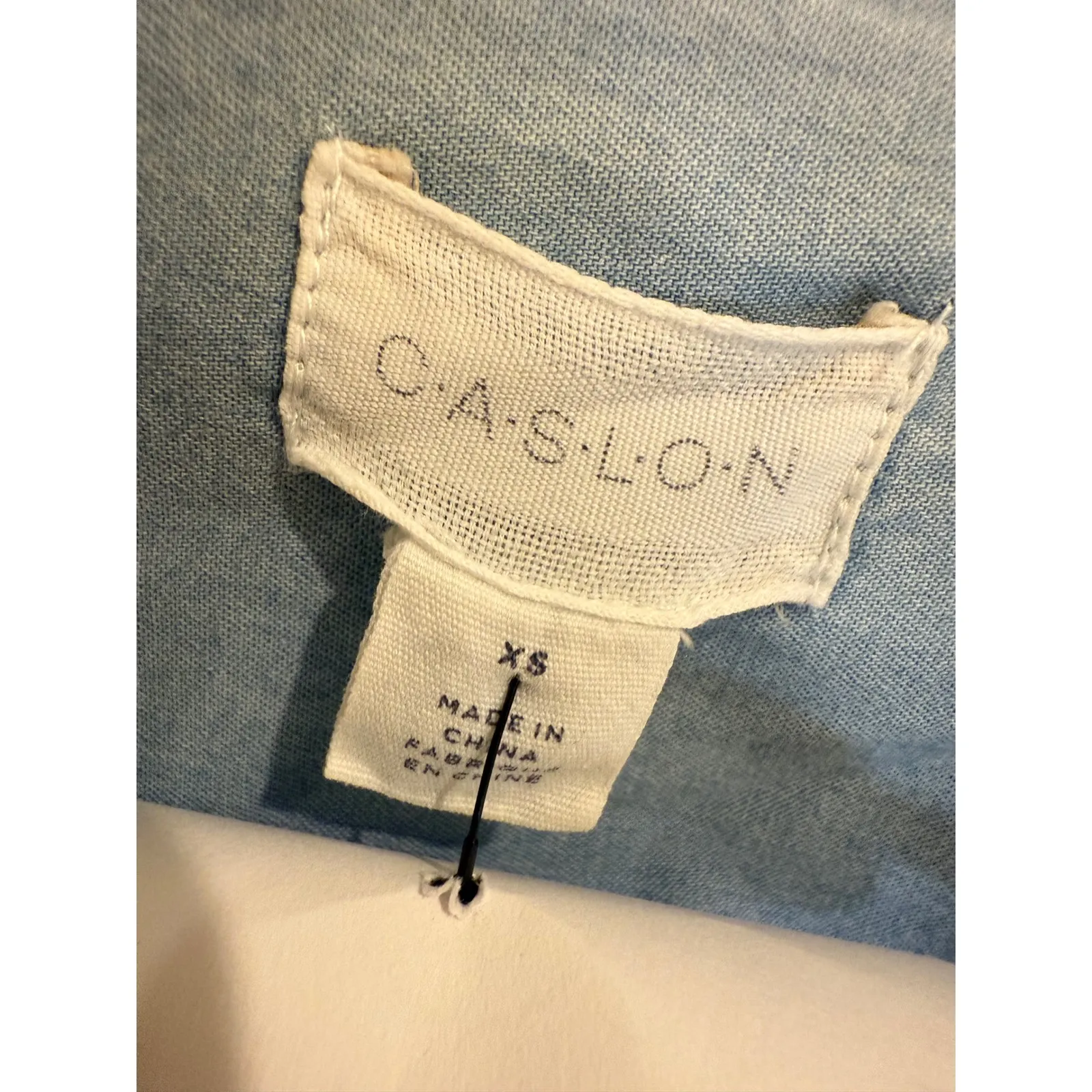 Caslon  Denim‎ Western Shirt Chambray Button Down Long Sleeve Top XS - Image 5