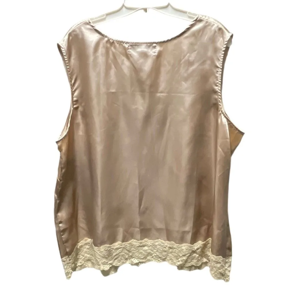 Denim24/7 size 22W satin camisole lace sequin trim. Tan - Image 2