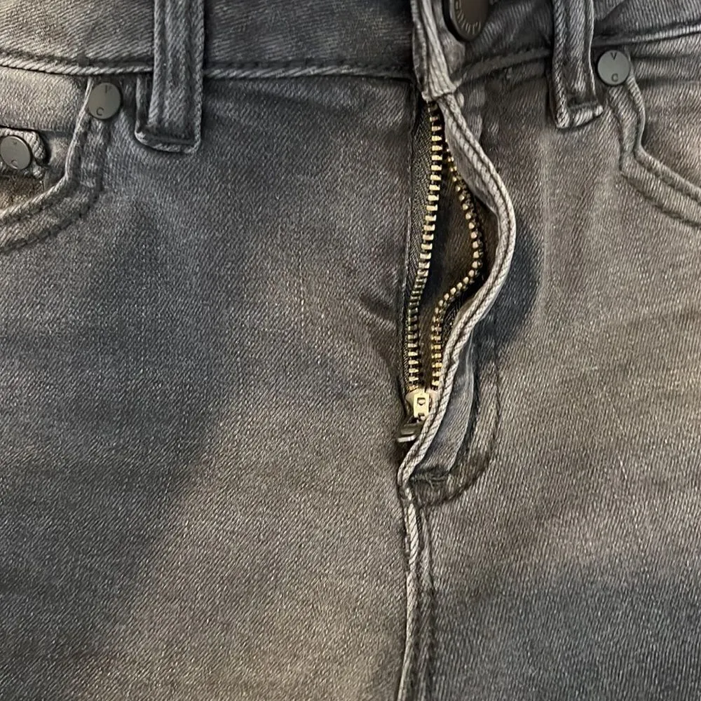 Vince Camuto sz 27/4 black straight leg jeans w/black velvet strip down legs EUC - Image 3