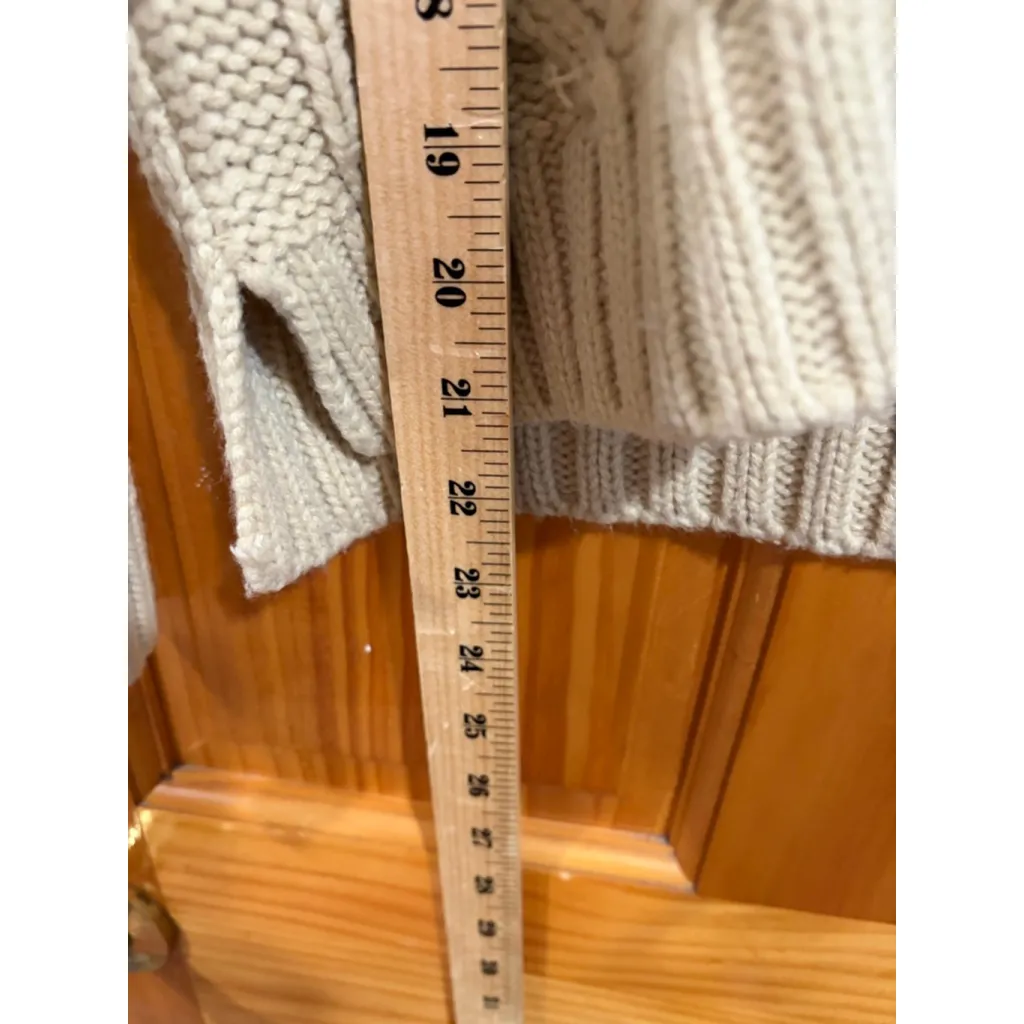 Pomander Place Cable Knit Fisherman Sweater XS Oatmeal Beige Chunky Crew - Image 5