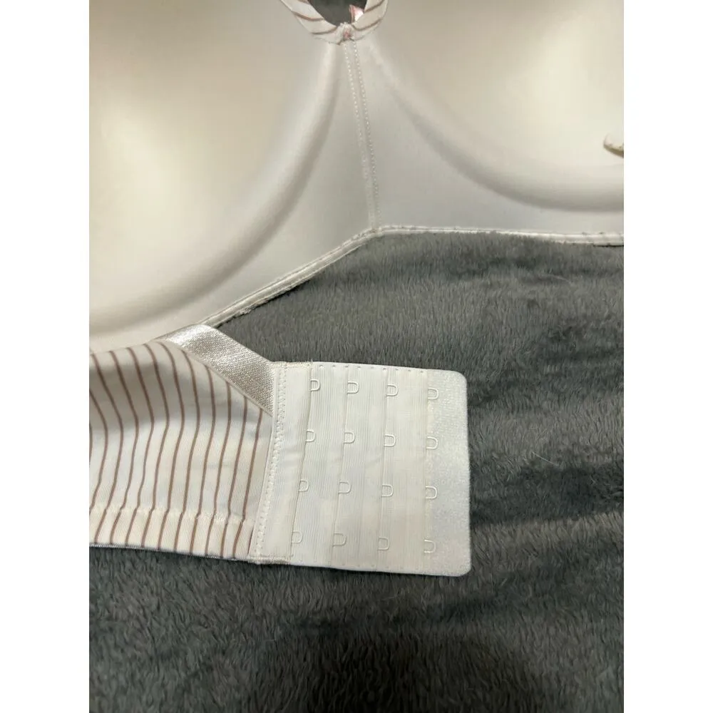 Cacique Simply Wire Free T-shirt Bra, cream with gold stripes and lace, 42DD - Image 7