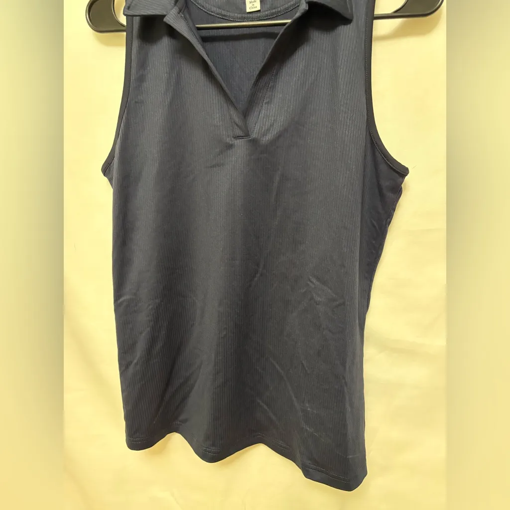 FootJoy Navy Sleeveless Golf Polo‎ Shirt Size Medium - Image 4