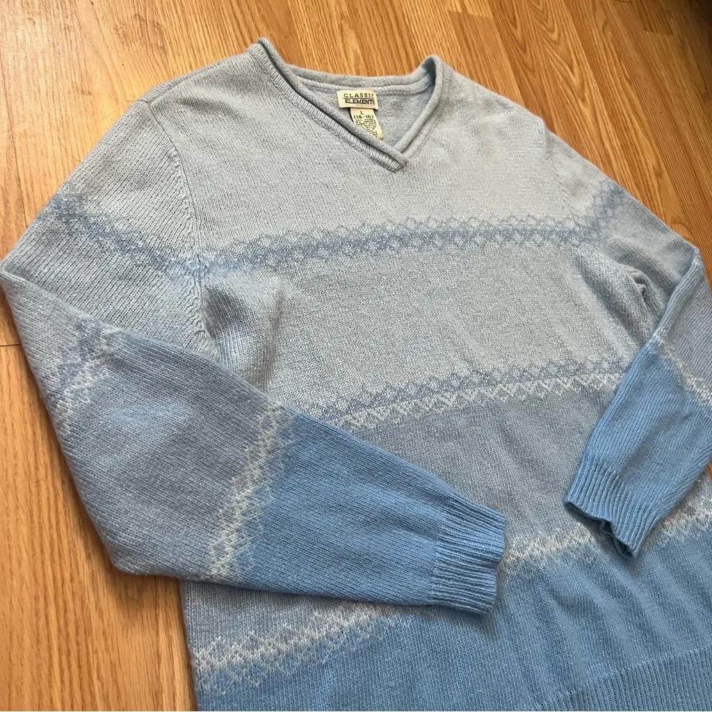 Vintage Classic Elements Angora Rabbit Blend Blue Sweater Women’s Size Large - Image 3