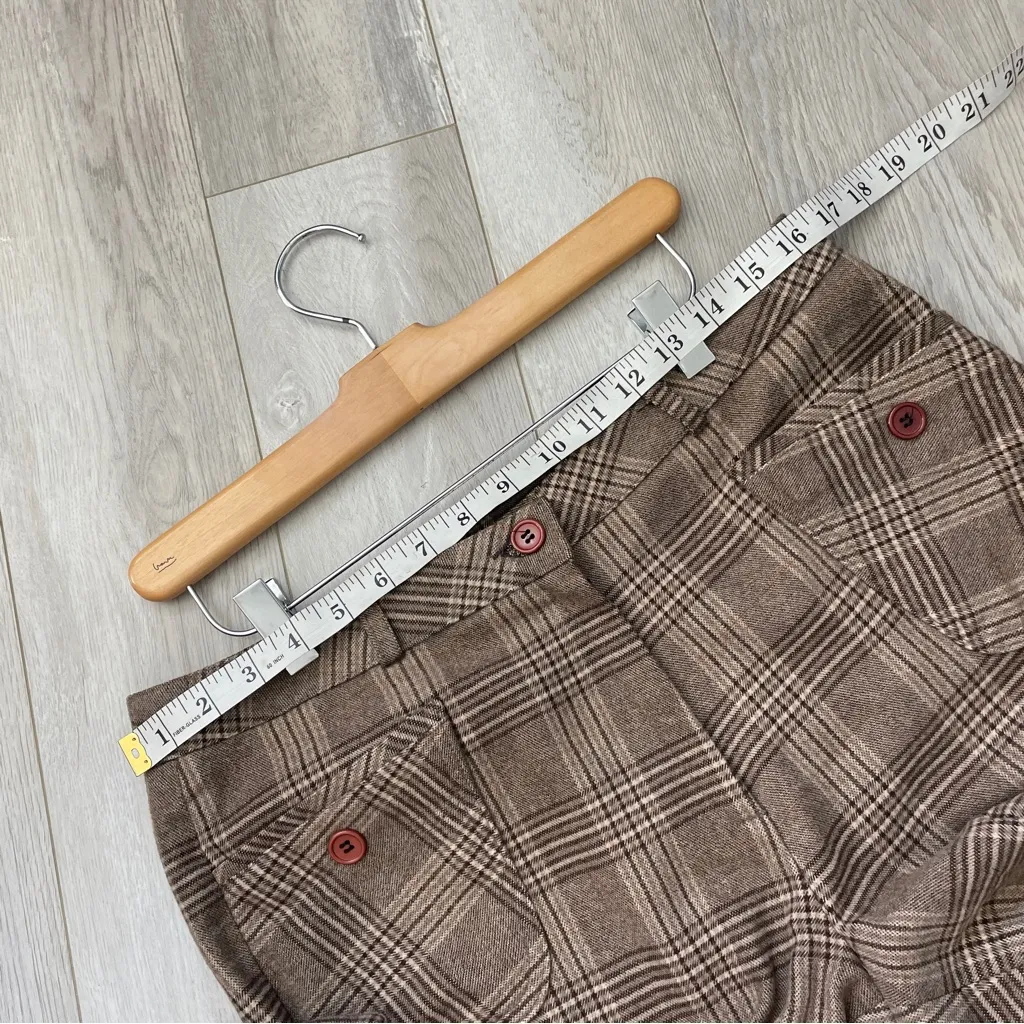 Plaid Crop Pants mid rise straight leg womens Brown size 10 transitional preppy - Image 3