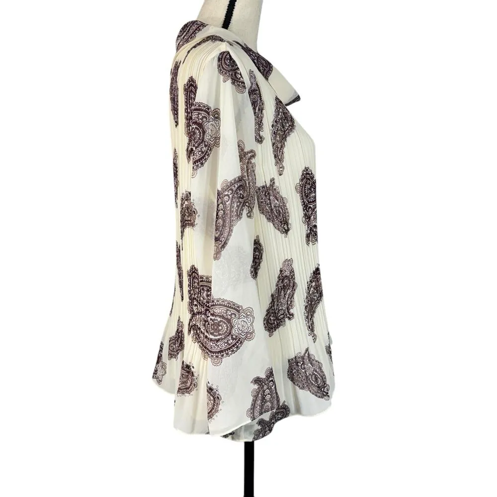 Chico’s Petite SZ 2P (Large) Top Paisley Accordion Pleats Long Sleeves Lined - Image 5