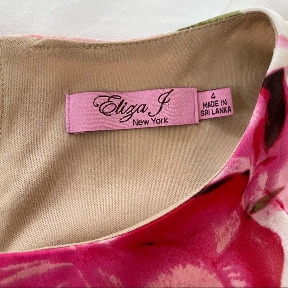 Eliza J Floral Swing Flutter‎ Sleeve Cold Shoulder Sheath Cocktail Dress Size 4 - Image 8