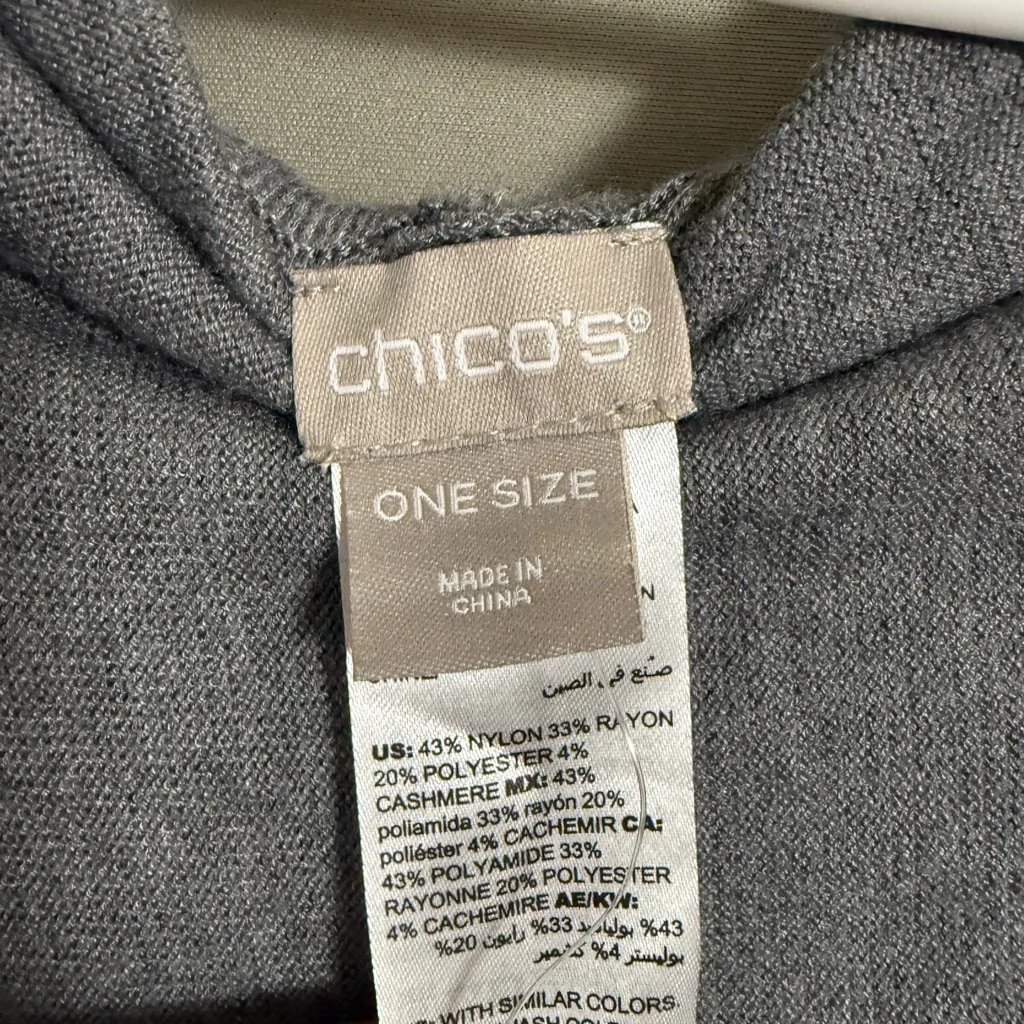 Chico's sz One size gray wrap‎ ruffle open duster sweater NWT - Image 5