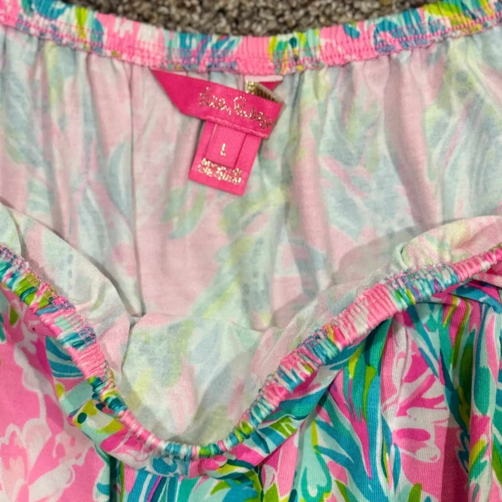 Lilly Pulitzer Off The Shoulder Long Sleeve Romper Dress Pink  Print Size L - Image 5