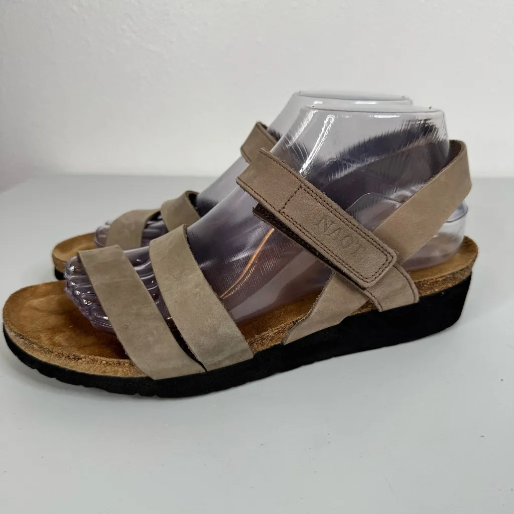 Naot Kayla Strappy Slingback Wedge Sandals Size 9 Brown - Image 3