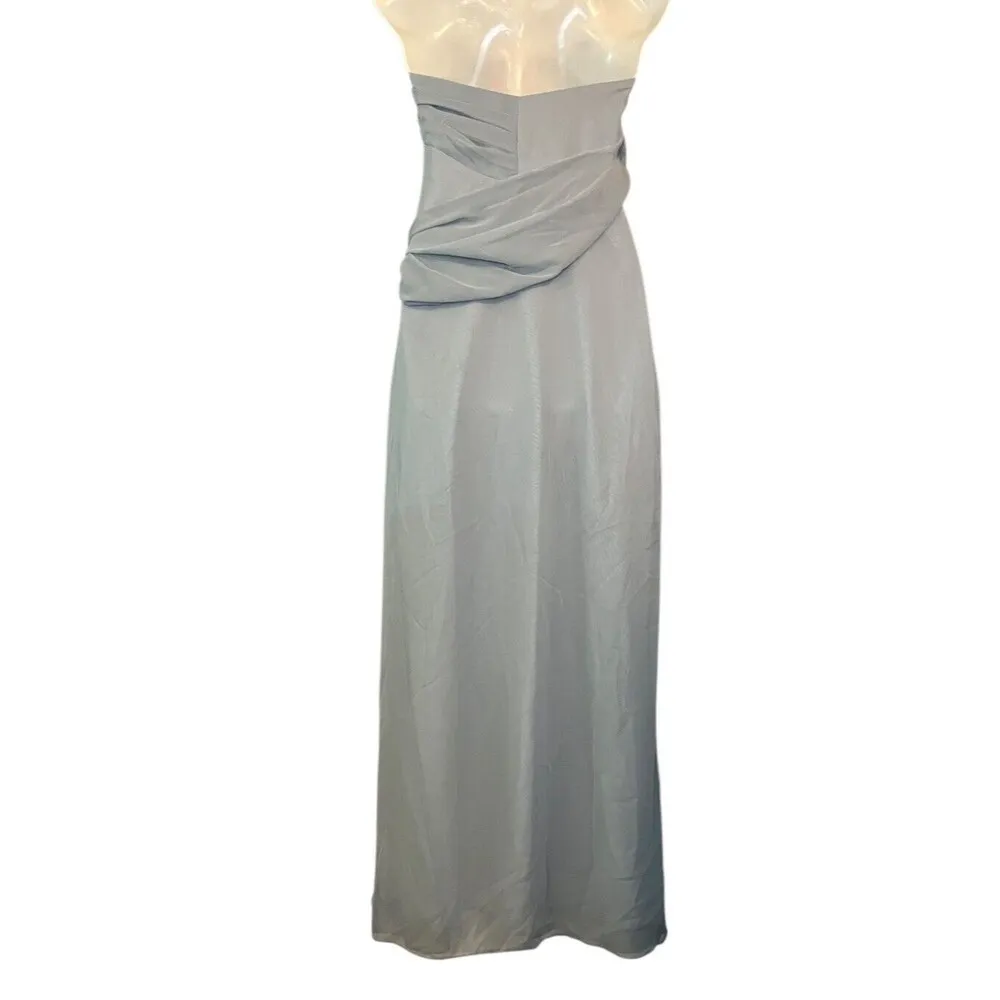 Jim Hjelm Occasions Size 8 Pewter Crinkle Chiffon Dress Style 5424 Formal Blue - Image 5