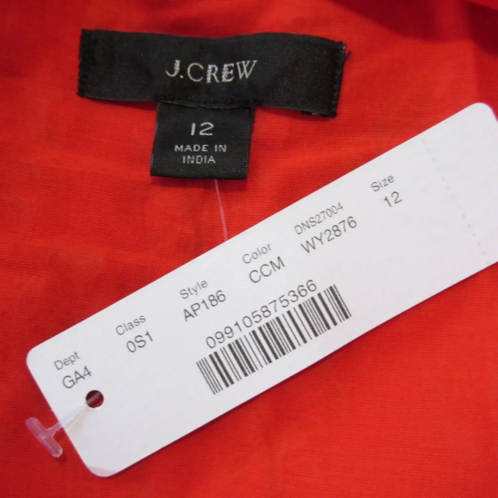 NWT J.Crew Flutter V-neck Maxi in Cerise Cove Red Classic Block Print Dress 12 - Image 6