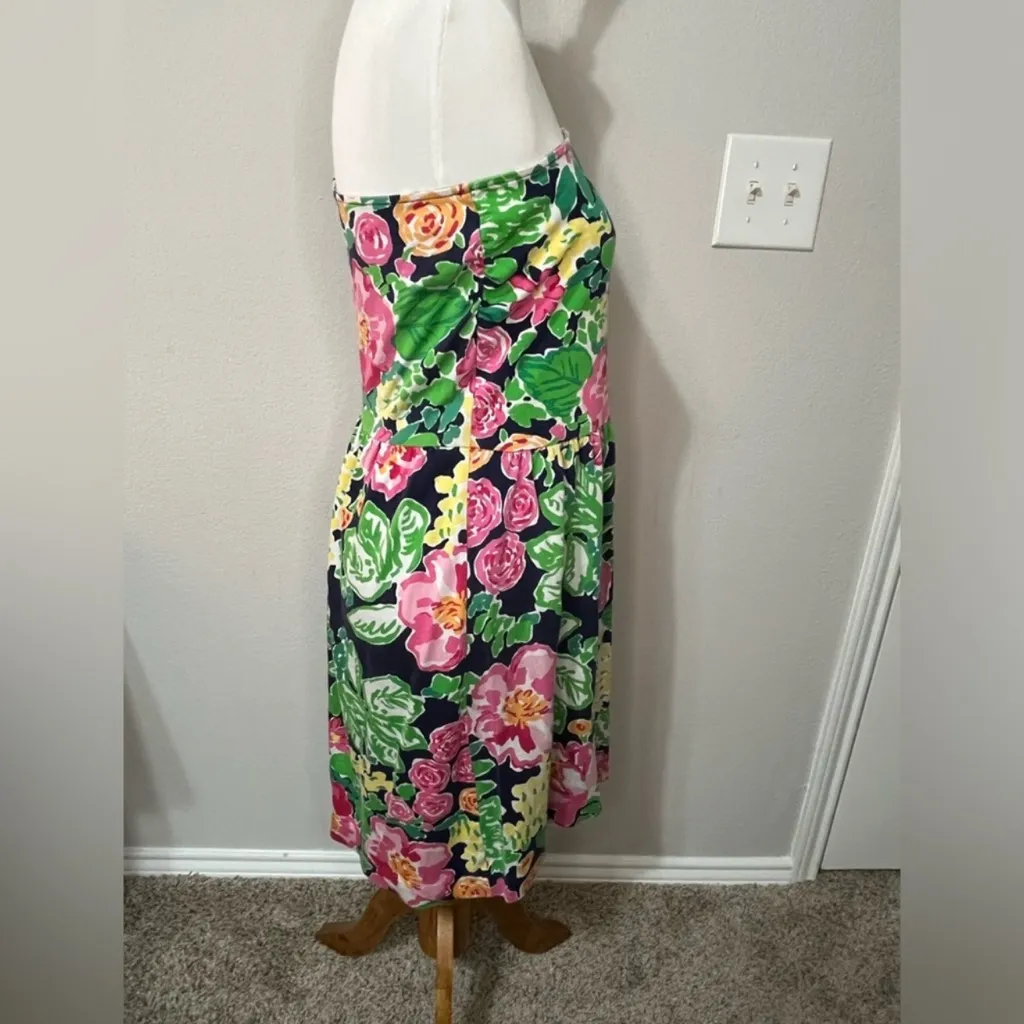 Lilly Pulitzer pink blue green floral one shoulder dress - Image 2