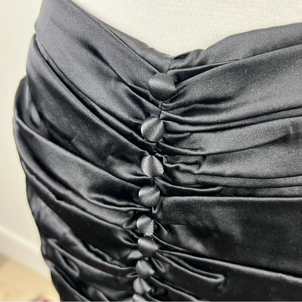 Retrofête NWT Ina Skirt Black Silk Ruched Mini Skirt M Whimsigoth Dark Fairy - Image 4