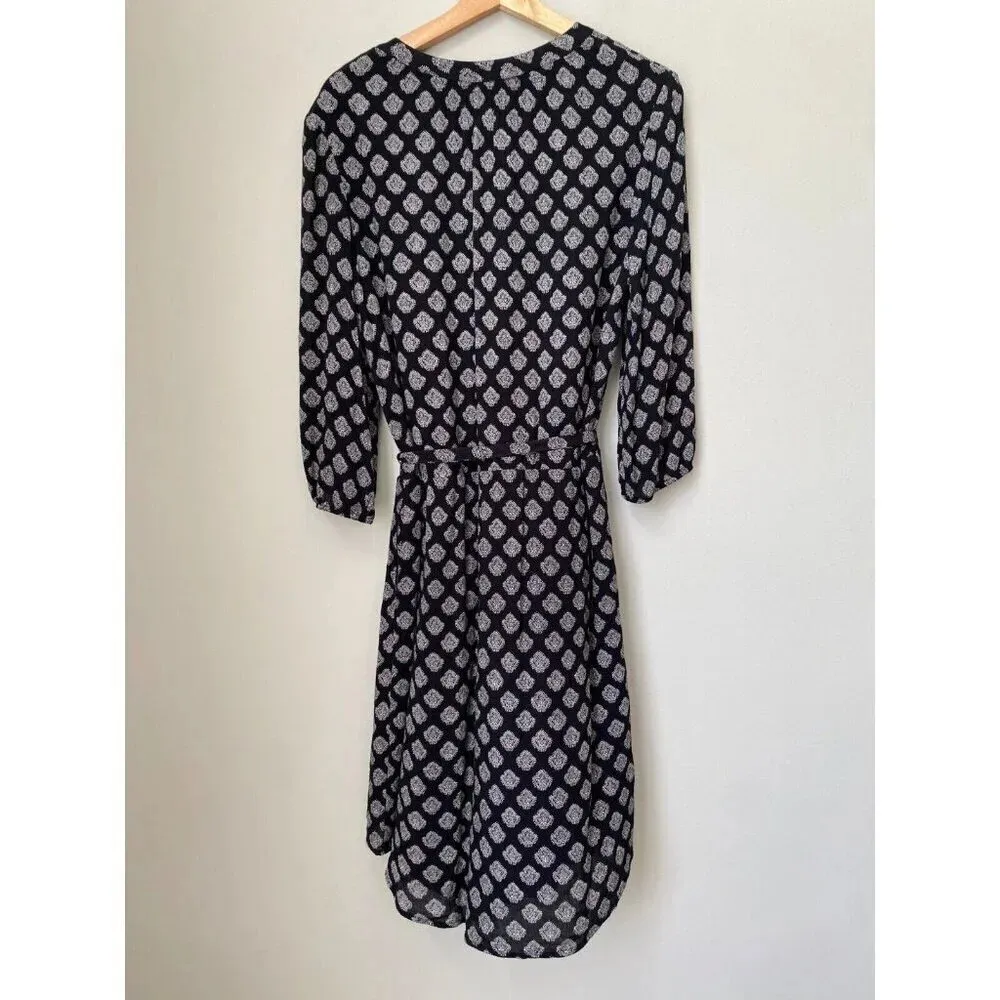 Caslon Women's Medium Patterned Boho Peasant 3/4 Sleeve Tunic Dress Black - Image 14