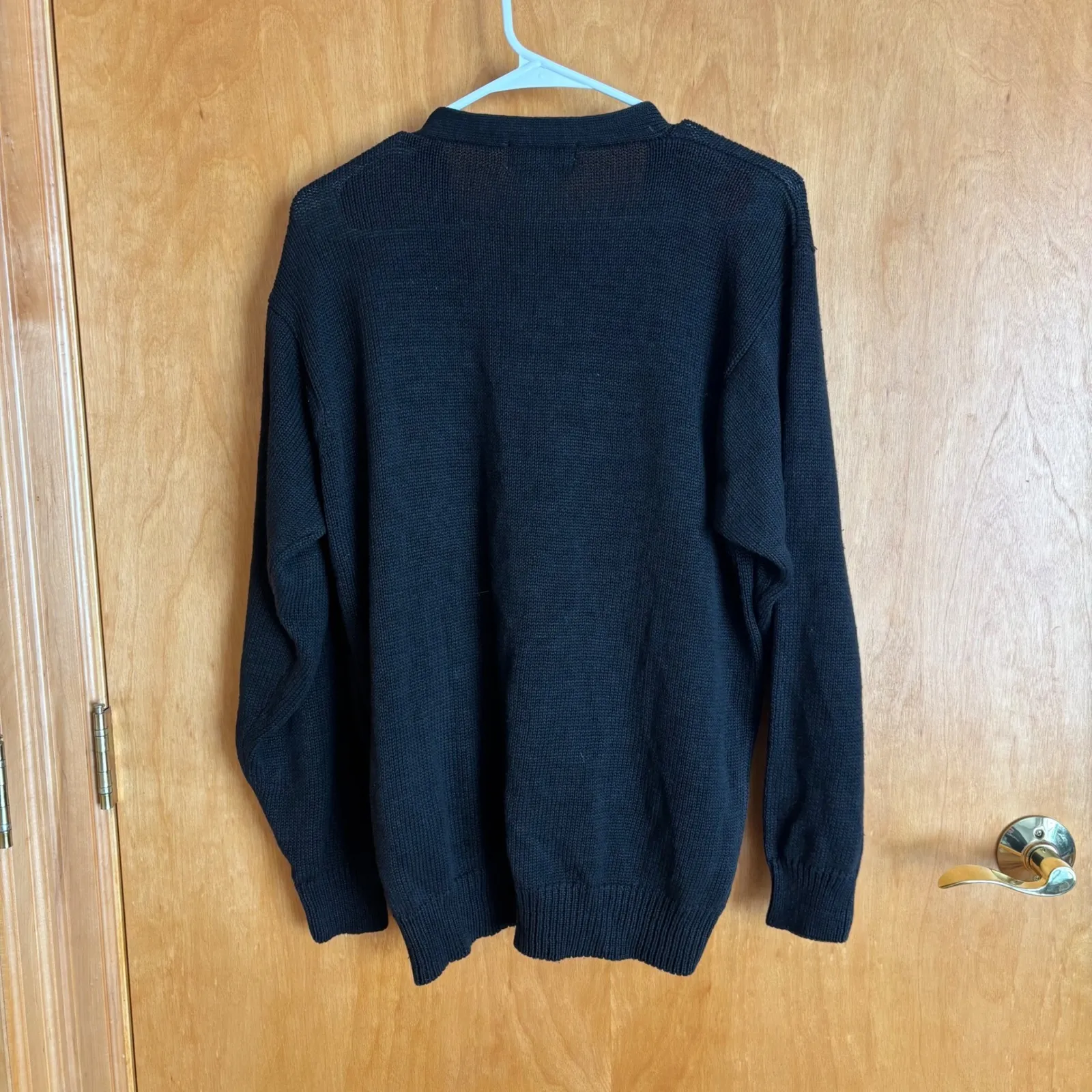 Worthington Cardigan Sweater Size L Black Red Yellow Blue‎ Argyle Heart Knit - Image 4