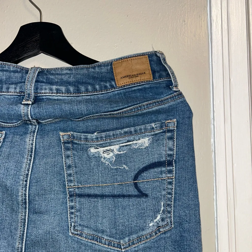 American Eagle Outfitters Distressed Denim Mini Skirt - Image 7