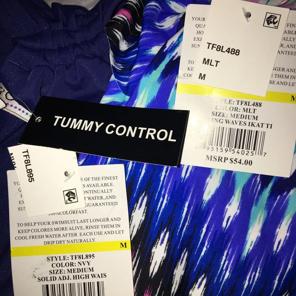 2pcs Set 24th&Ocean Tankini Swim Top Bikini Bottom Blue Size M - Image 11