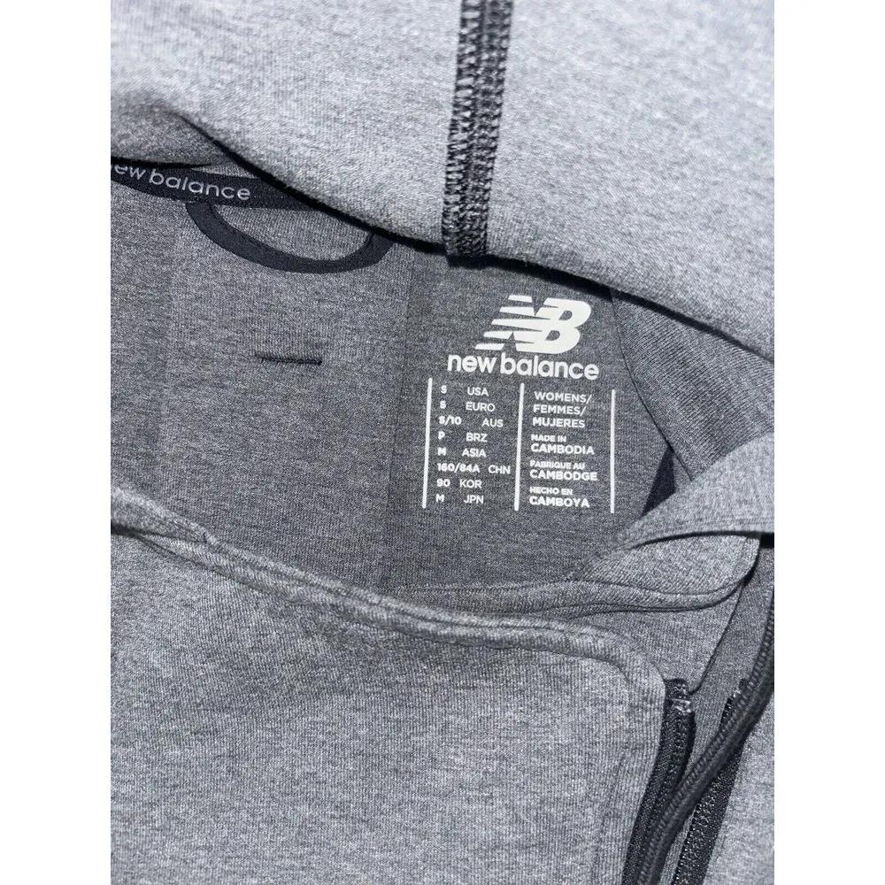 New Balance‎ Womens Small Grey Sport Style Vest Asymmetrical Zip EUC hood - Image 2