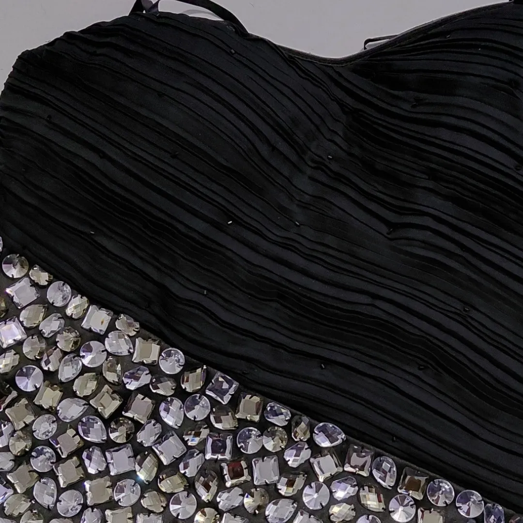 Faviana Womens Cocktail Dress Size Small Black Formal Strapless Crystal Beaded - Image 11