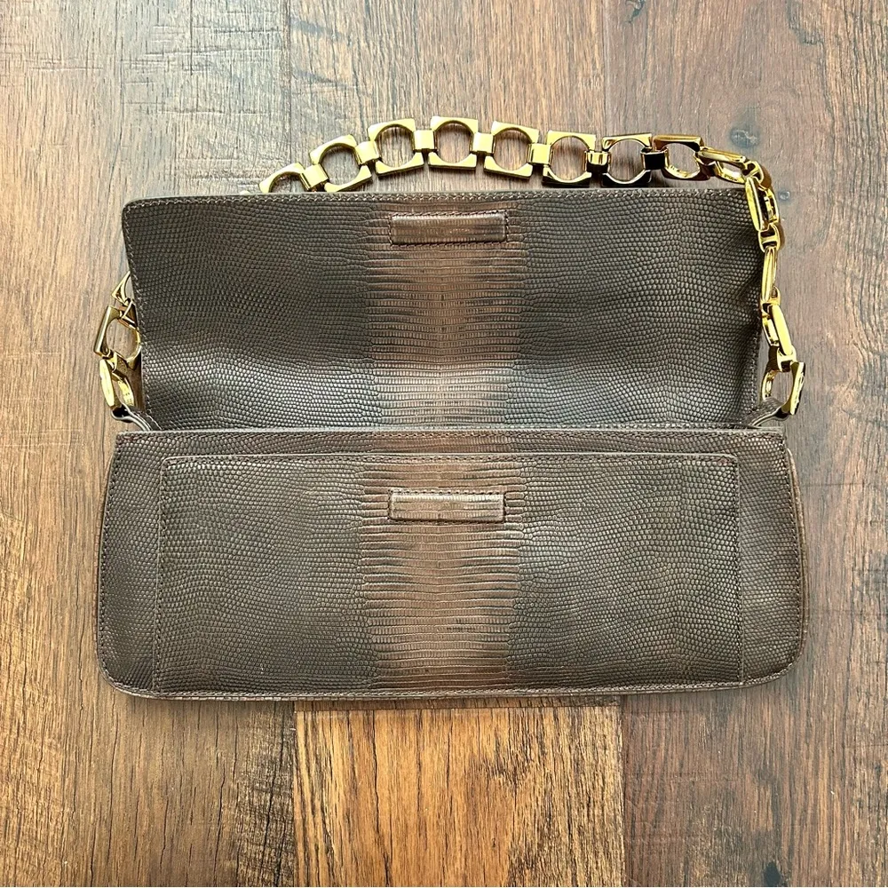 COLE HAAN bronze metallic leather baguette bag / clutch, NWOT - Image 5