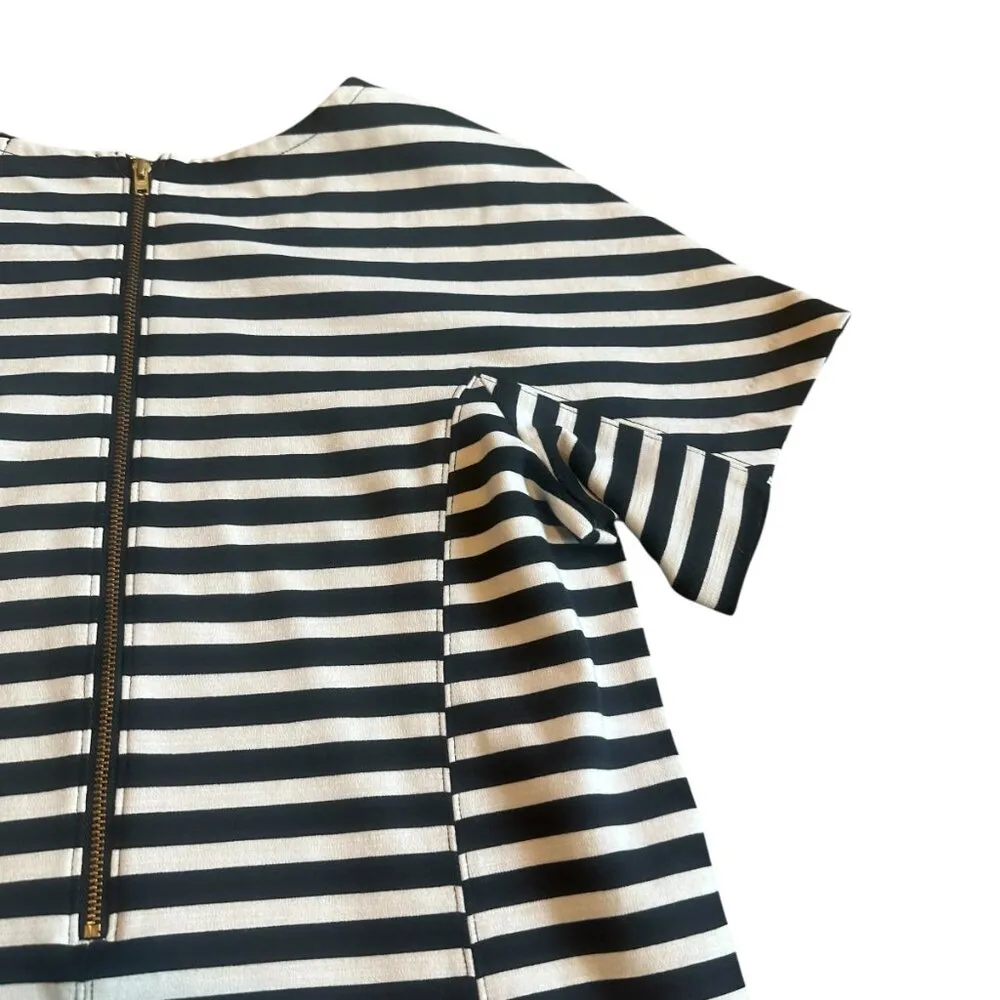 J. Crew Black White Stripe T-Shirt Dress Sheath Comfy Cotton Stretch Size Small - Image 8