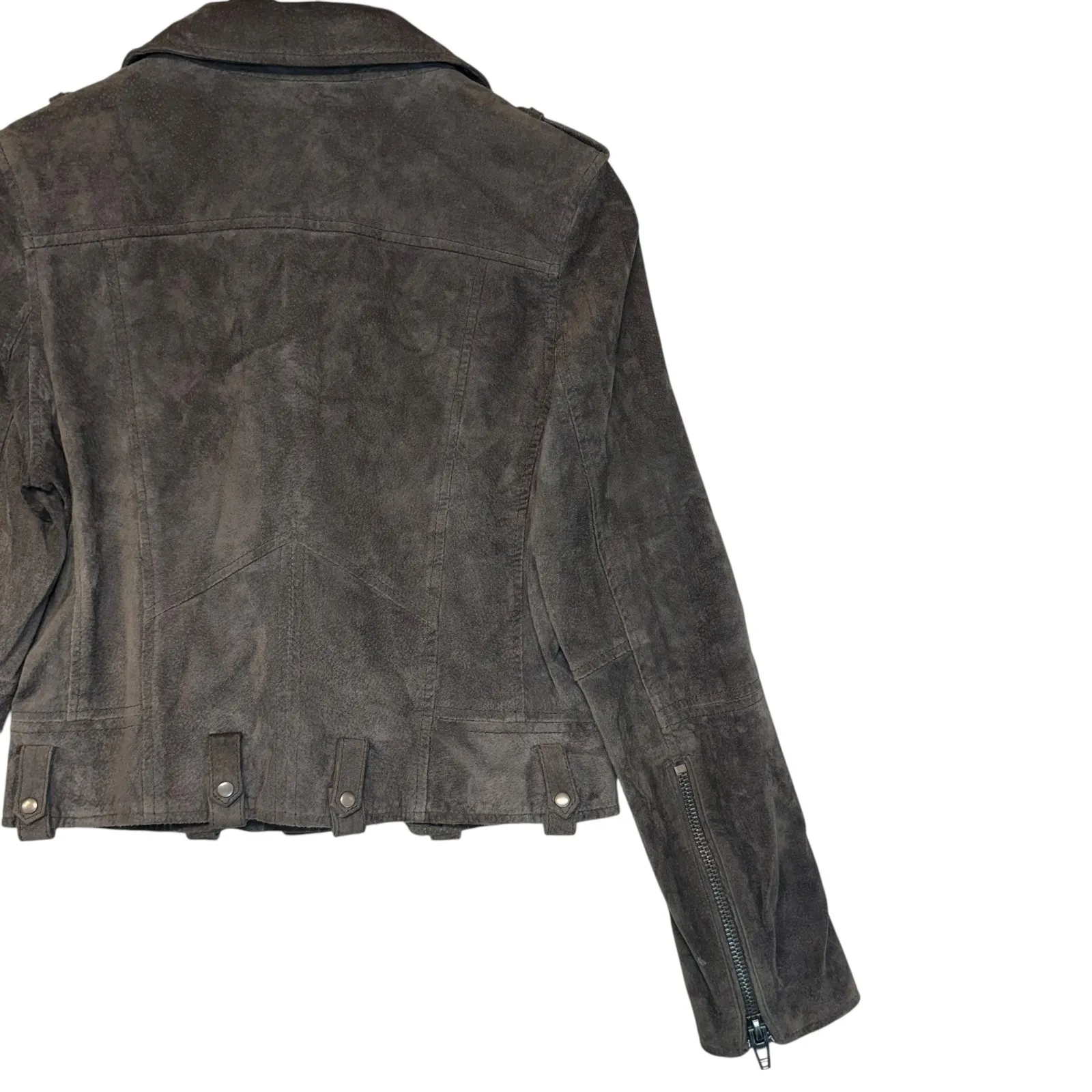 BLANKNYC Suede Leather Moto Jacket Gray City Chic Edgy Indie Cropped Small - Image 7