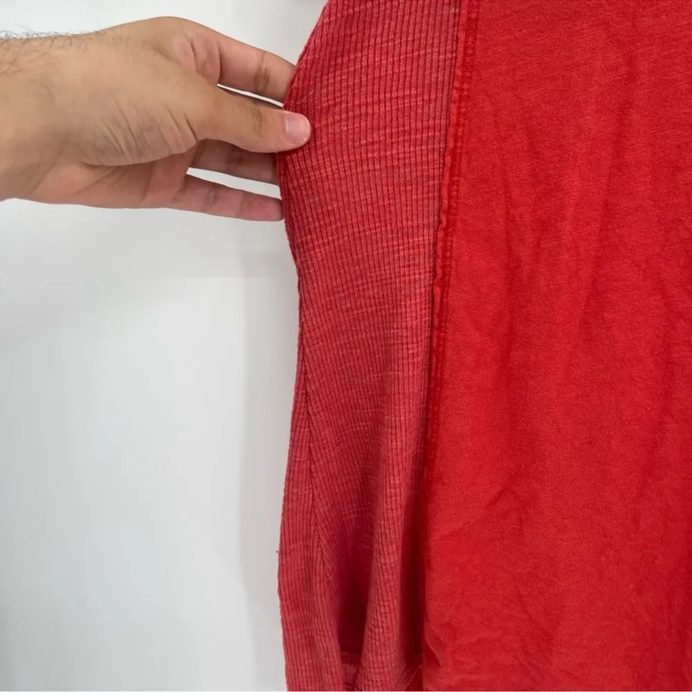 T.la Anthropologie red lagenlook thermal Y2kboho cotton short sleeve tee size xs - Image 5