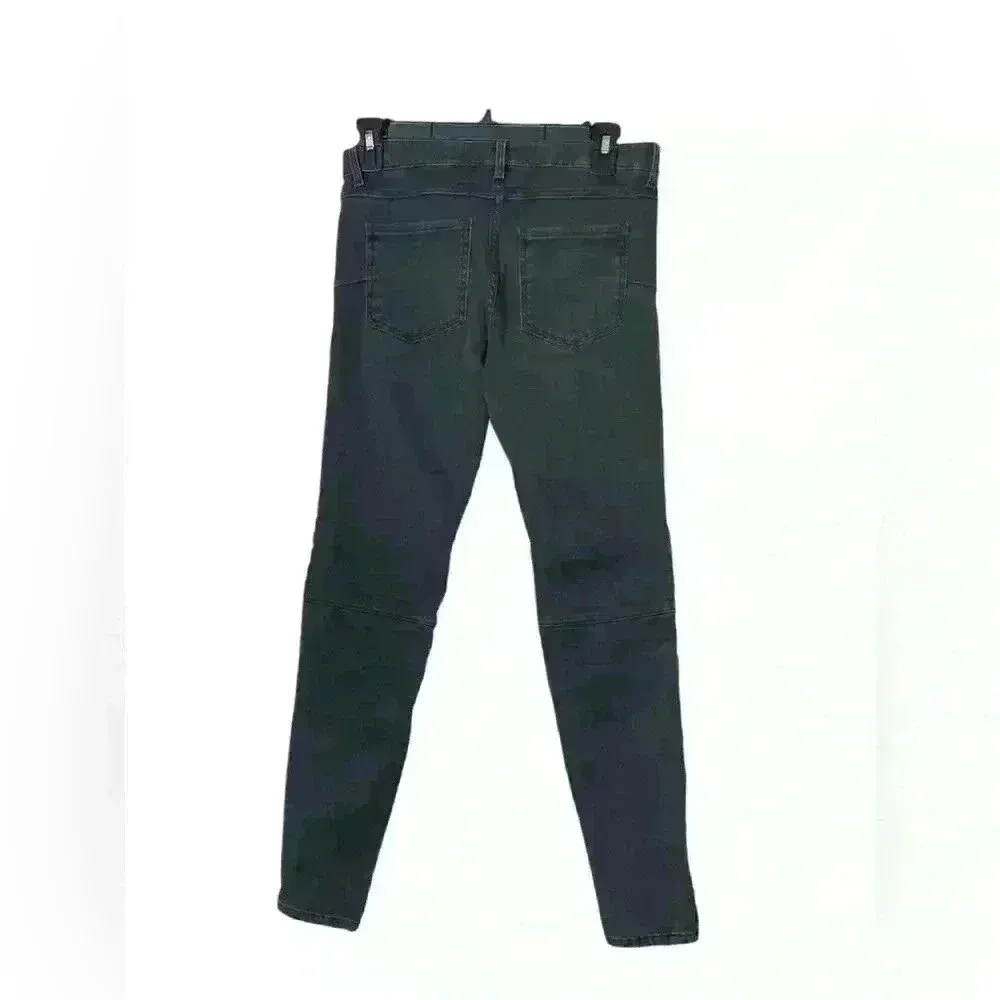 Zara Slim Fit Medium Rise Black Moto Jeans with Zipper Ankle‎ Size 4 - Image 7