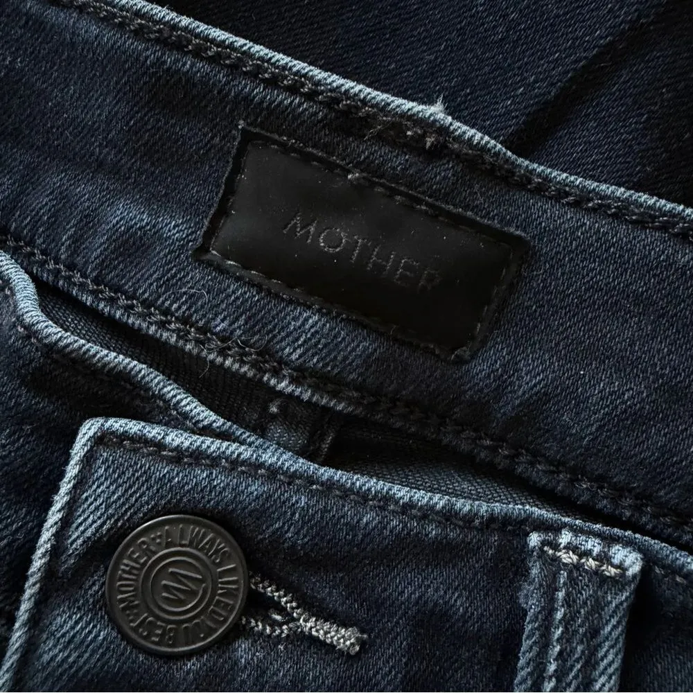 MOTHER Mid Rise Rider Ankle Straight Slim Jeans Indigo Nights in Paris Size 26 Black - Image 8