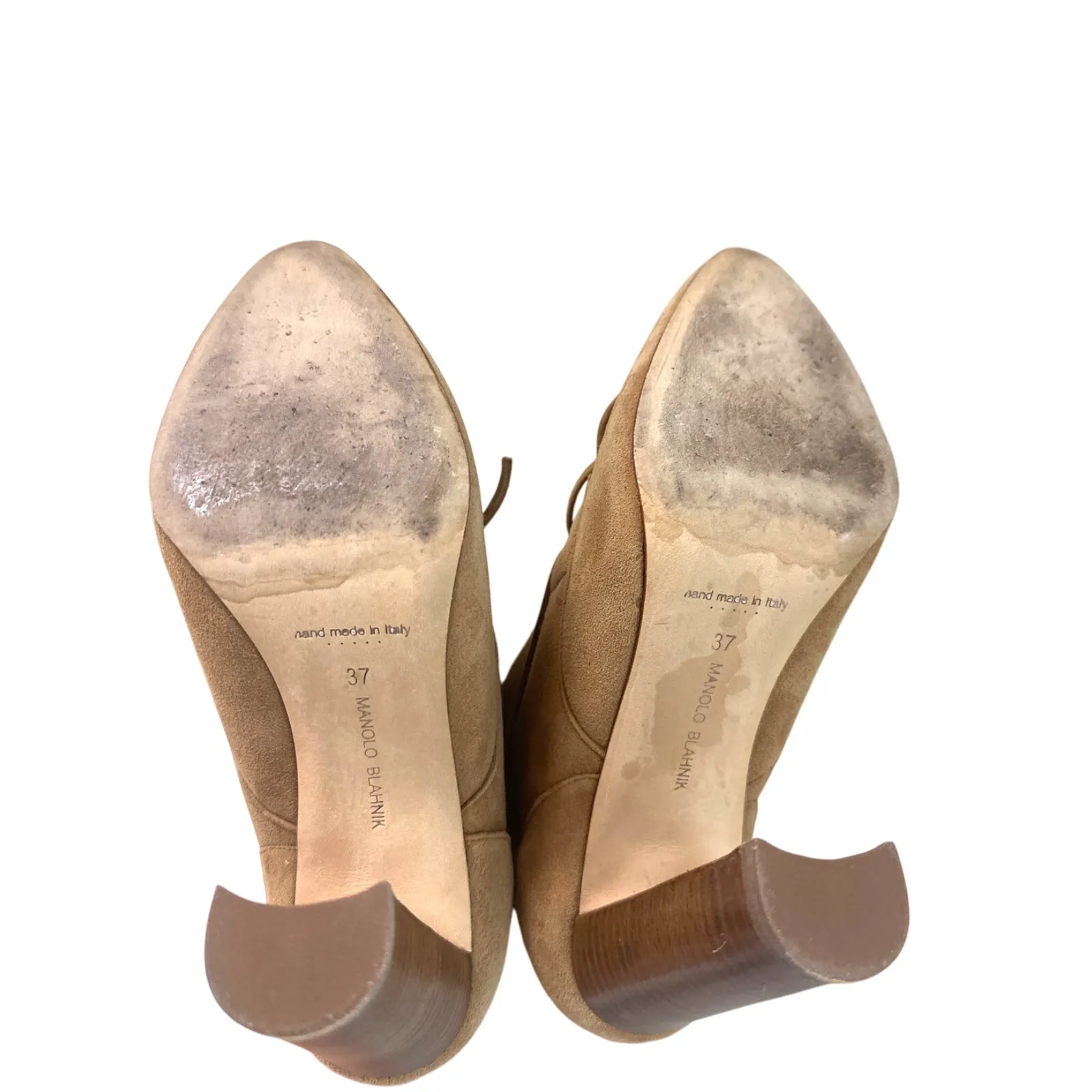 Manolo Blahnik Ostrava Camel Suede Shearling Ankle Boots Size IT 37 / US 7 - Image 13