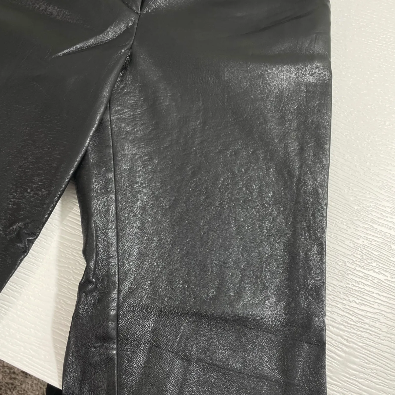 BABATON Aritzia Black Faux Leather Straight Leg Pants Cropped Ankle Sz 8 Trouser - Image 6