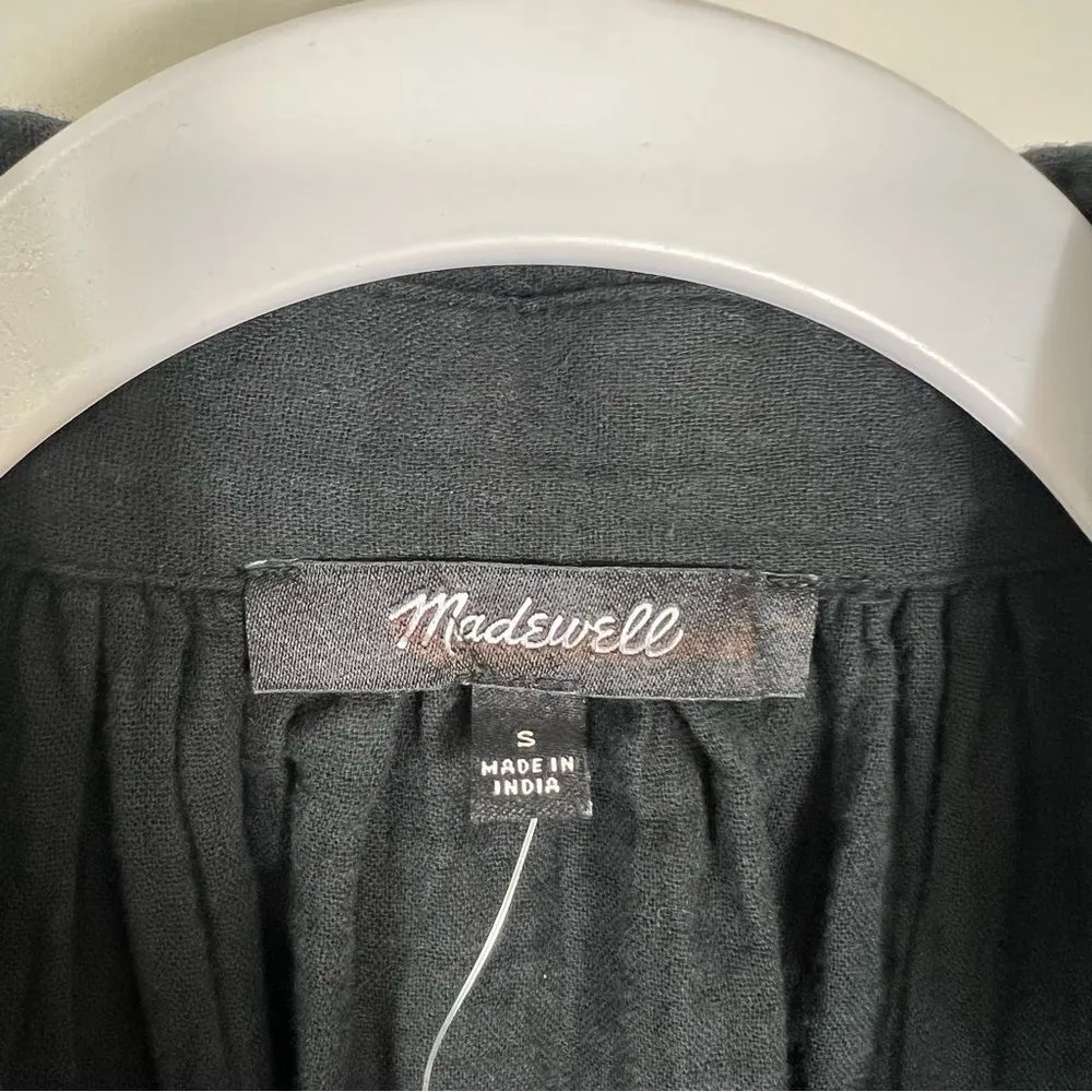 Madewell Lightestspun Cover Up Maxi Shirtdress in True Black  Size Small Cotton - Image 7
