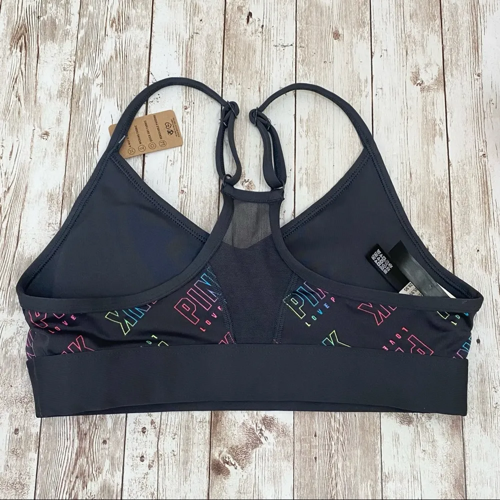 Victoria’s Secret PINK Active Ultimate Sports Bra Rainbow Love Pink Logo Size S - Image 2