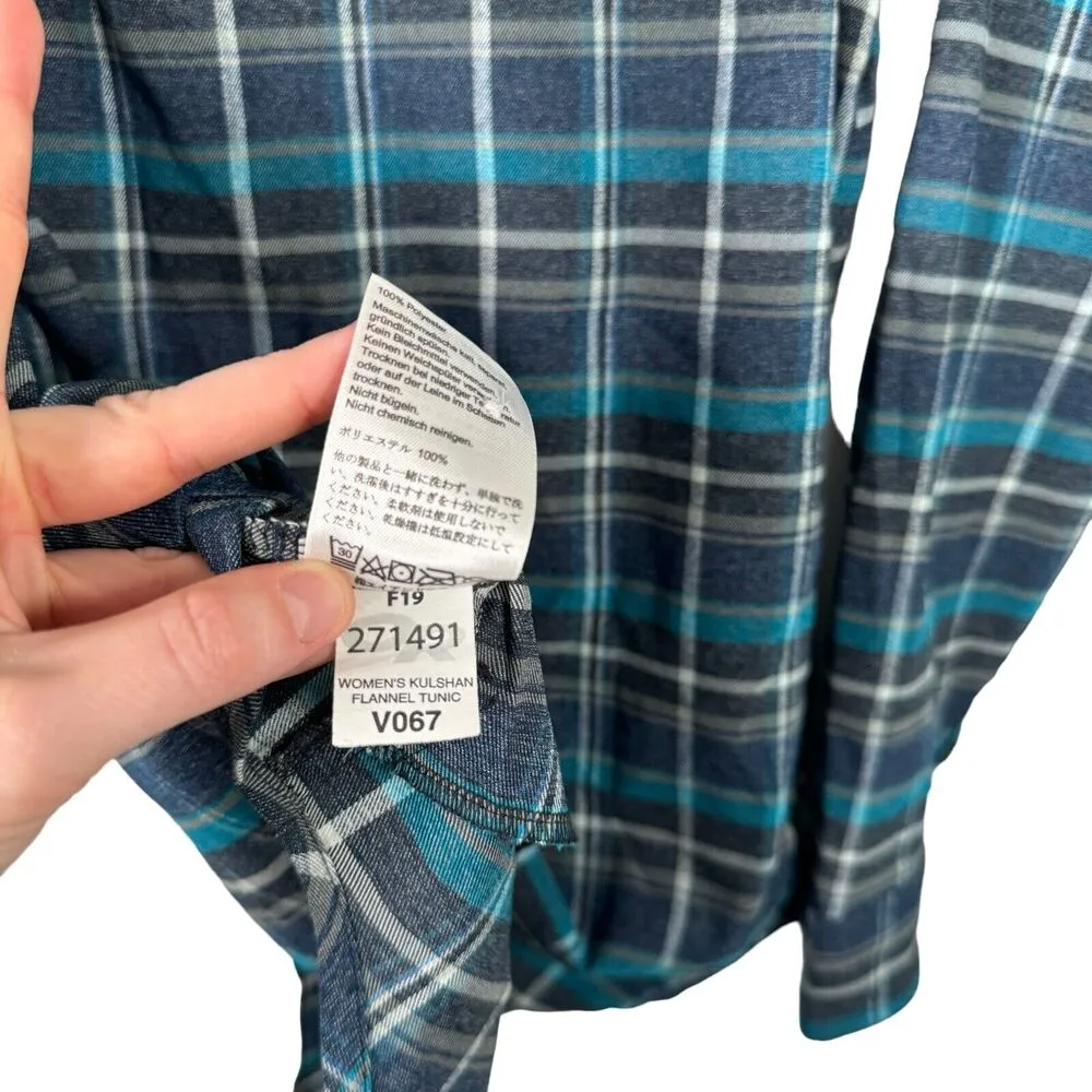 Outdoor Research Kulshan Flannel Tunic Blue Plaid Button Front Shirt Womens Med - Image 7