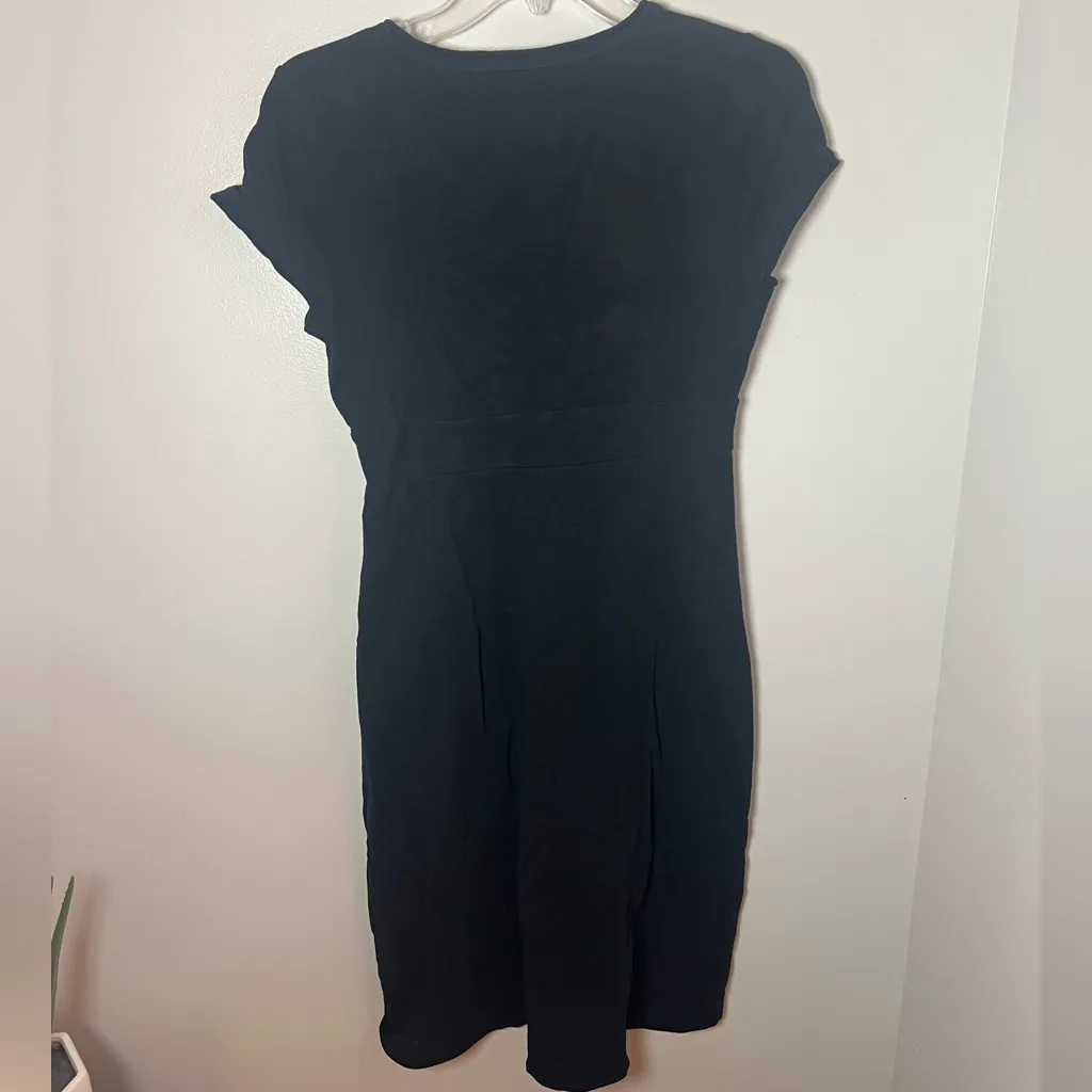 Boden Cap Sleeve Faux Wrap Mini Dress Women’s Black Cotton Casual Size 6 - Image 5